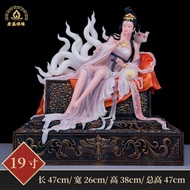 [Xinh đẹp] 19 inch Cửu Vĩ Hồ Tiên Nương Thần Tượng Hồ Tiên Hán Bạch Ngọc Màu Vẽ Chiêu Tài Chiêu Yên 