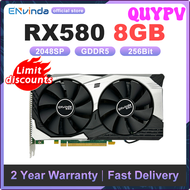 QUYPV การ์ดแสดงผล ENVINDA RX 580 8GB 256Bit วิดีโอ2048SP GDDR5การ์ดการ์ดจอ GPU เกม RX580สำหรับการทำเหมืองแร่กล่องใส่เกมการ์ด APITV