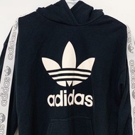 ADIDAS ORIGINALS HOODIE 經典復古 三葉草 LOGO 串標 保暖 連帽 帽T 女版 黑色 34號 DU4427 CLT-W TP0_2404 TP0_24 #24春古著