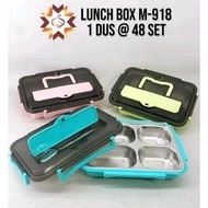 LUNCH BOX M-918 • 304 STAINLESS STEEL LUNCH BOX • 4-COMPANIMENT LUNCH BOX • 4-COMPANIMENT LUNCH BOX