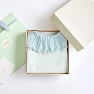 【禮盒組】日本製 包屁衣 (奶油薄荷)＋圍兜口水巾 (松青綠)滿月禮盒/新生兒禮盒/嬰兒禮盒/出生送禮/新生兒送禮