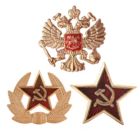 WW2 USSR Soviet Union Army RED STAR Hammer Sickle Enamel Badge Pin Army Guards Russian Imperial Eagl