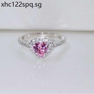 925 Silver Plated 18K White Gold Pink High Carbon Diamond Ring 3EX Cut INS Style Niche Princess Love