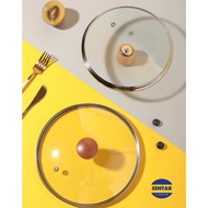 100% READY STOCK Glass Pot Cover/Glass Wok Cover Wooden Handle (14cm/16cm/18cm/20cm/22cm/24cm/26cm/2