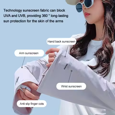 1 Pair Summer Arm Cover Cool Ice Silk Sports Solid Color Loose Sun Protection Arm Sleeves Half Finge