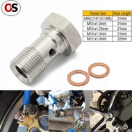 OS Banjo Bolt Single Stainless Steel 7/16" X 20 UNF, -4 AN JIC / M10 / M12 Adapter Fitting Turbo Bra