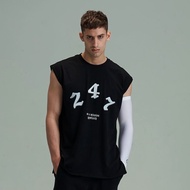 Sports vest fitness training 247 printed black sleeveless T-shirt Premium Cotton basketball running