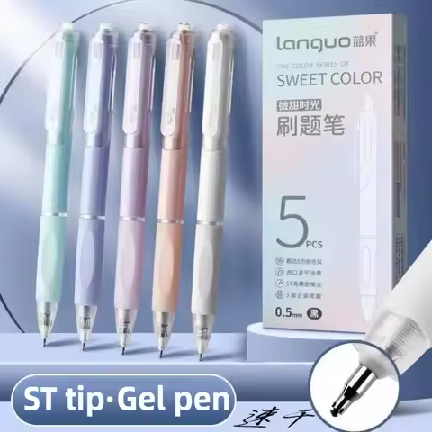 LANGUO 9 Colors Set Large Capacity Simple Gel Ink Pen Smooth Wirting Gel Pens Black Color Soft Grip 