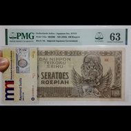 PMG63 Dai Nippon 100 Rupiah GWK 1944 UKI Uang Kuno Indonesia