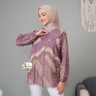 AG25-  blouse batik wanita warna soft ungu dan sage -