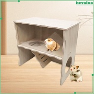 [Hevalxa] Hamster Hideout Cage, Pets Wooden Hamster House with Ladder, Small Animal House Habitat