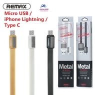 REMAX 2.1A 1M Metal Series Fast Charging &amp; Data Cable RC-044 - Micro USB / iPhone Lightning / Type C