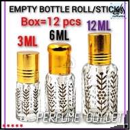 3ML/6ML/12ML EMPTY PERFUME BOTTLE ROLLER/STICKS