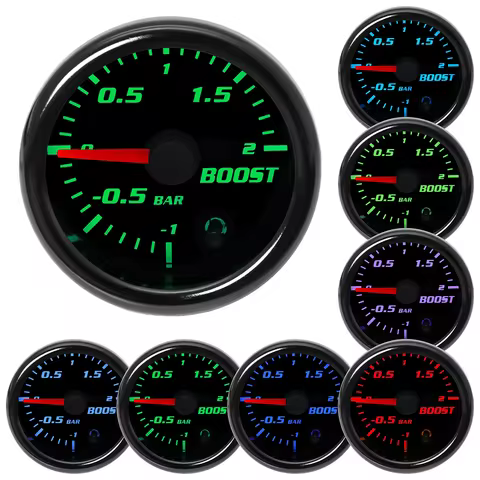 Car Accessories Auto Gauge Universal 52mm 7 Colors Turbo Boost Auto Meter 12V -30-33 PSI -1-2 BAR Tu
