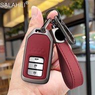 Leather Car Remote Key Case Cover Holder Shell Fob For Honda Vezel City Civic Jazz BRV BR-V HRV Protector Keychain Accessories