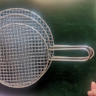 XY304Stainless Steel round BBQ Grill Korean round Barbecue Mesh with Handle Double-Edged Fine-Toothed Comb Roast Meat Sh