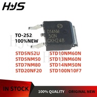 10Pcs TO-252 STD5N52U STD5NM50 STD7NM80 STD20NF20 STD10NM60N STD13NM60N STD14NM50N STD100N10F7 In st