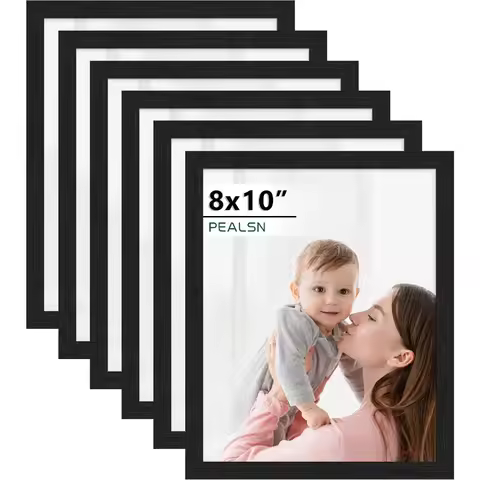 8x10 Picture Frame Set of 6, Black Picture Frames with HD Plexiglass,Wall Gallery Photo Frames for W