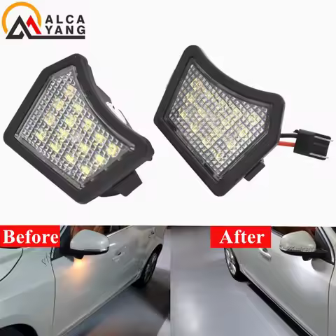 2Pcs LED Front Under Mirror Lamp Puddle Light For Jaguar XJ XF XK/XKR XE Volvo V40 V50 C30 C70 S40 S