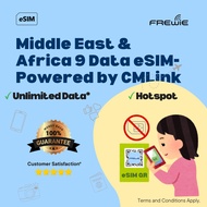 Unlimited Middle East & Africa 9 eSIM 1GB/2GB Daily for 5-30 Days Data Roaming | QR Code via Email -