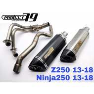 Project79 Exhaust Kawasaki Ninja250 / Z250 Full System Piping Manifold Stainless Steel Accessories Ekzos Muffler QPM06