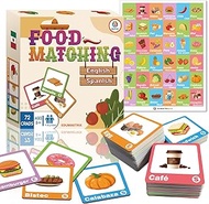72 (36 Pairs) Spanish English Bilingual Food Fruit Vegatable Memory Matching Game Language Learning 
