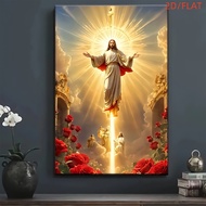 2D Flat, 2D Flat - 1pc Jesus Ascension Cross Canvas Wall Arts Decor Painting, Waterproof Posters for