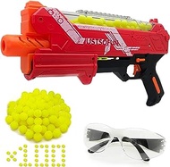 Blaster Gun with Protective Goggles and 100 Rounds for Boys and Girls Up to 110 FPS Compatible with Nerf Hyper Rounds Darts, Easy Reload, Holds Up to 50 Rounds (RED)