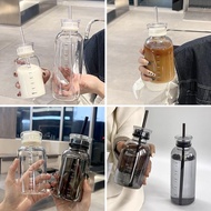 Glass Bottle Water Tumbler With Straw Minimalist Glass Bottle Elegant Transparent Water Bottle A7k9