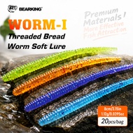 BEARKING worm Soft Lures 8cm 1.12g 20pcs/bag Fishing Artificial Silicone Bass Pike Minnow Swimbait J