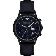 Chris 精品代購 EMPORIO ARMANI 亞曼尼手錶 AR2481真皮錶帶 三眼計時腕錶 手錶  歐美代購