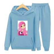 Baju Setelan Sweater Anak Perempuan Muslim Muslimah Hijab Kartun