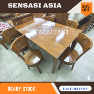 [Teak Wood] Dinning Table 6 Chairs /Meja Makan Kayu Jati 6 Kerusi