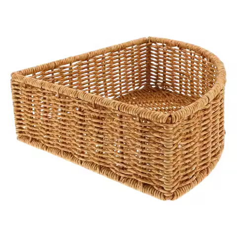 Fan Shaped Corner Basket Triangle Storage Bin 25Cm Imitation Rattan Organizer for Bathroom Closet Ki