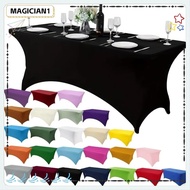 MAGICIAN High Stretch Tablecloth, 4/6FT Elastic Rectangular Table Cloth, Black Universal Washable Be