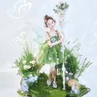FG25-111210 Children's Party Dresses. Girl's 3D Flower Green Fairy Princess Party Dress Size 100-160