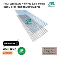 Fiber gelombang + UV pro 3.0 m warna susu / Atap fiber transparan pvc
