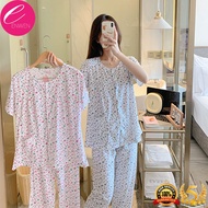 Enwen Women Plus Size Round Neck Shirt and Short Terno, Terno Pajama, Sleepwear for women, home wear nightwear button down shirt