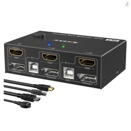 KVM Switch Dual-Monitor Compatible DP/HDMI KVM Switch Supports 4K@60Hz