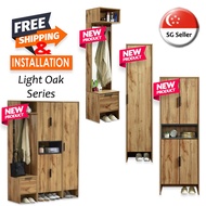 Furniture Living 1 / 4 Doors Tall Shoe Cabinet / Dresser Mirror Stand in Light Oak Series (Back By Popular Demand!) [Limited Time Offer]