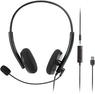 Monoprice WFH 3.5mm + USB Wired Back to Basics Web Meeting Headset - Lightweight, with Adjustable Mi