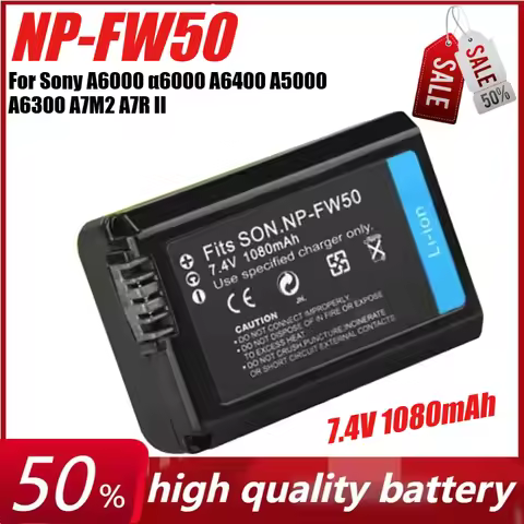 7.4V 1080mAh NP-FW50 NPFW50 Camere Battery for Sony A6000 Α6000 A6400 A5000 A6300 A7M2 A7R II