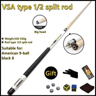 Billiards Pool Cue 1/2 Split Maple Cue Big head 13MM Billiard American 9-ball, black 8