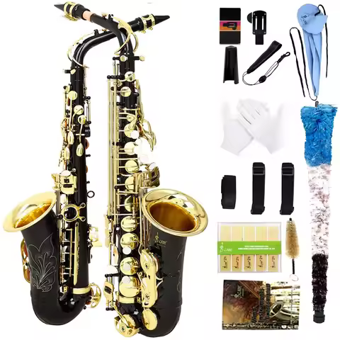 SLADE Black Gold Alto Saxophone Student Alto Saxophone E Flat Beginner Saxophone Complete Set with C