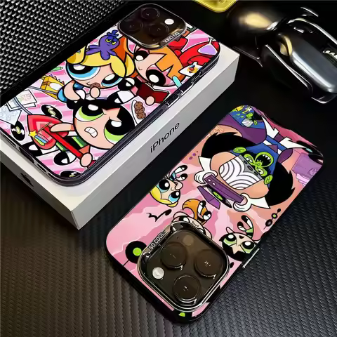 Cute P-Powerpuff Girls Color Phone Case For IPhone 17 16 15 14 13 12 11 Pro Max Plus Pro Shell