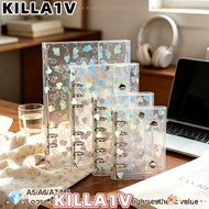 KILLA1V Loose-Leaf Notebook Shell, with Double Snap Closure Laser Heart Patterns Binder Cover, Creat