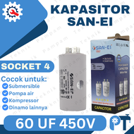 KAPASITOR 4 PIN SANEI 60UF 450V ORIGINAL / CAPACITOR SAN EI 60 UF 450 V 4 KAKI / KAPACITOR COLOK 60 