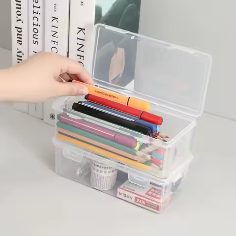 Large Capacity Transparent Stationery Case Pencil Storage Colour Pencil Storage Children's Crayon Pa