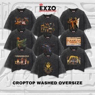 Exzo T-Shirt CROP TOP Ancient Egyptian Oversize stonewash acidwash washed tshirt Ancient Egyptian T-