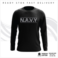Tshirt Longsleeve NAVY Size XS - 5XL Cotton 100%